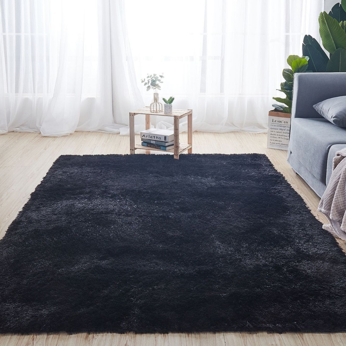 Alfombra teñida de seda de felpa de pelo largo transfronterizo, alfombra de piso, sala de estar, dormitorio, manta de cama resistente a la suciedad y fácil de cuidar