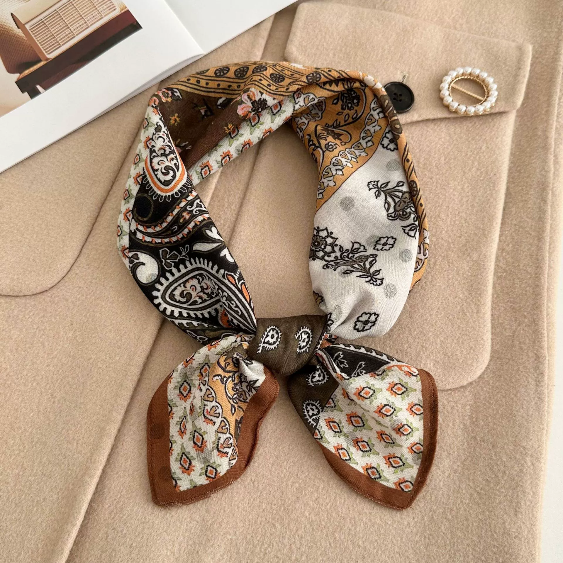 Модный универсальный шарфик, ретро платок на шею, накидка, городской стиль, с защитой шеи, на заказ