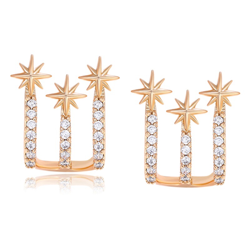 Joyería de Xuping Amazon transfronteriza pendientes de moda femenina nicho diseño sentido apilado ocho Awn estrella pendientes al por mayor
