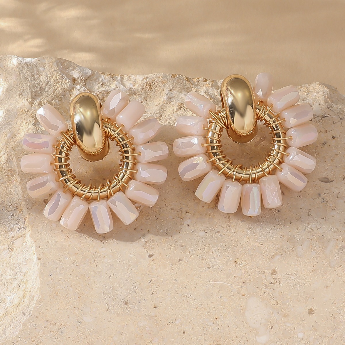 12g Weight 304 Stainless Steel Ear Needle Material Drop Earrings Classification 1 Pair Quantity Holiday, Daily Occasion Artificial Crystal Material Geometric Pattern All Seasons Season Women's Gender Plating Design Retro, Simple Style Style 1 Pair Retro Simple Style Geometric Plating Artificial Crystal Drop Earrings 3