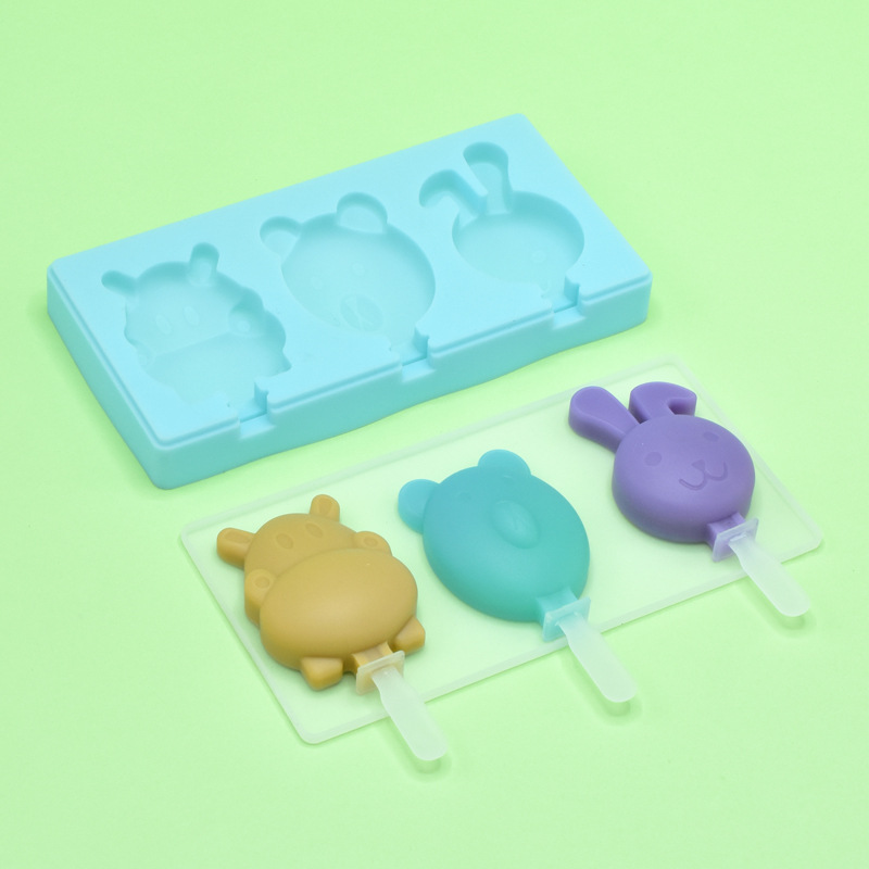 Helado de silicona molde casero del hogar los niños bricolaje helado paleta molde con tapa hecha a mano Amazon animal