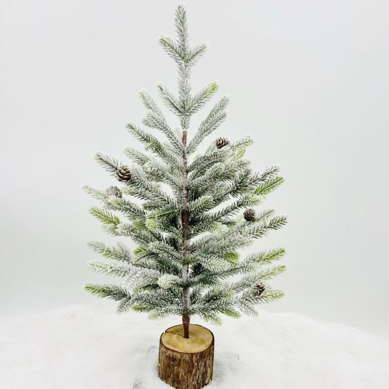 Nuevo fondo de madera de hoja de PE 27 pulgadas árbol de Navidad decoración atmósfera atmósfera regalos de Navidad Amazon venta caliente
