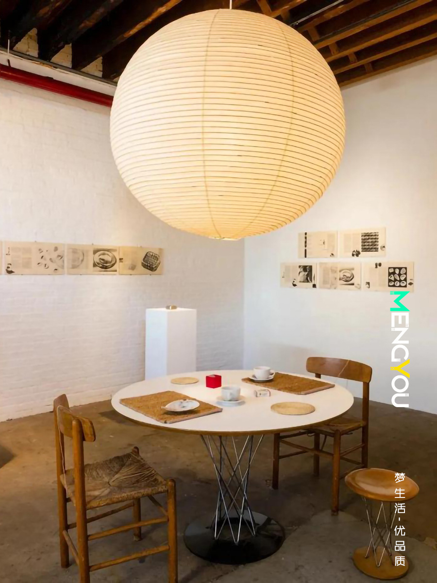 日式侘寂风野口勇吊灯宣纸圆球灯笼中古复古茶室客厅餐厅卧室纸灯-阿里巴巴