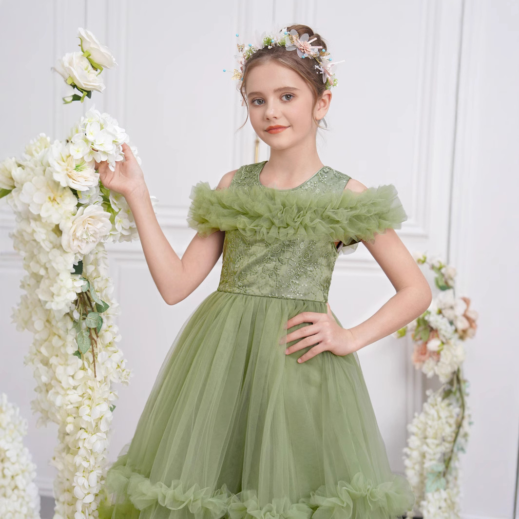 Vestido transfronterizo para niños, vestido de princesa, pastel de malla de moda, falda de tutú, niña de las flores, vestido de fiesta, vestido de noche