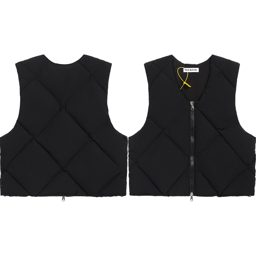 Alta versión Cole Buxton otoño y el invierno de color sólido High Street diamante Plaid zipper cardigan chaleco algodón capa ocasional