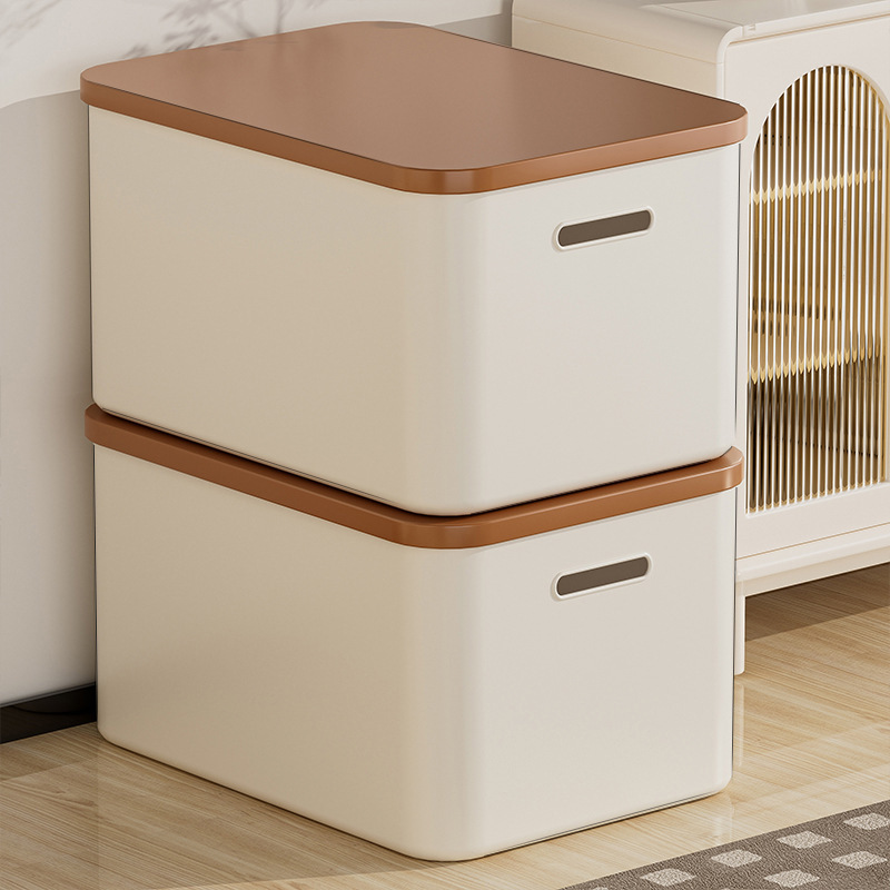 Storage Box for Desktop Small Items and Snacks, Rectangular Storage Box with Lid, Plastic Storage Basket for Kitchen Table Organization