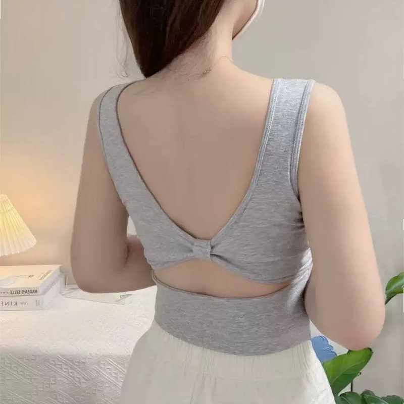 内衣女辣妹衣架装蝴蝶结美背吊带背心女带胸垫防走光舒适上衣外穿|undefined