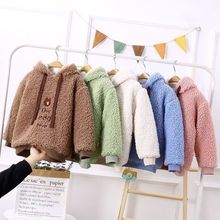 男女童秋冬羊羔绒卫衣加绒加厚韩版可爱儿童连帽宽松套头保暖上衣
