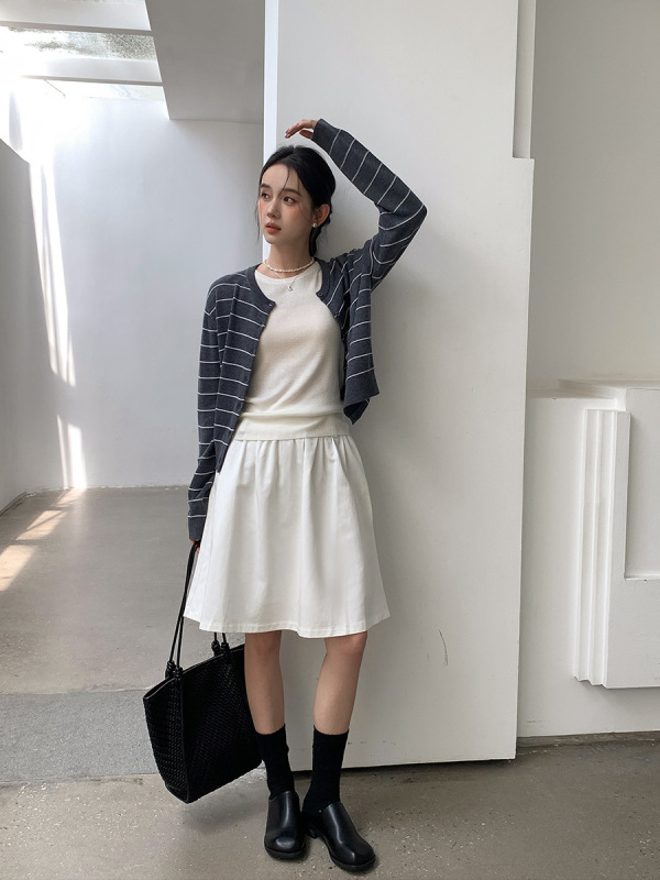 衣尔衫 书店常客 羊毛条纹休闲针织衫女韩系百搭气质松弛开衫0580|undefined