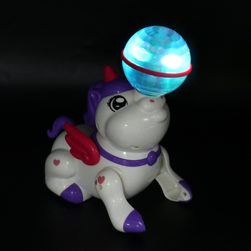 Unicornio eléctrico para niños, música de luces de color, acrobacias giratorias de dibujos animados, animales, barracas al por mayor, venta caliente