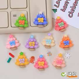 彩色迷你圣诞树卡通创意手工diy奶油胶发夹头饰配饰饰品材料批发