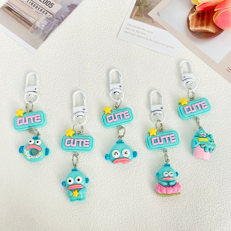 Alphabet Clown Fish White Keychain Girl Ugly Cute Key Pendant Student Schoolbag Girlfriend Gift Cartoon Hanging Ornaments