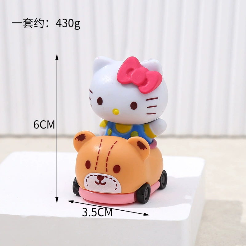 Toy figures (Sanrio style) 10‑piece pull‑back car set, assorted kawaii characters