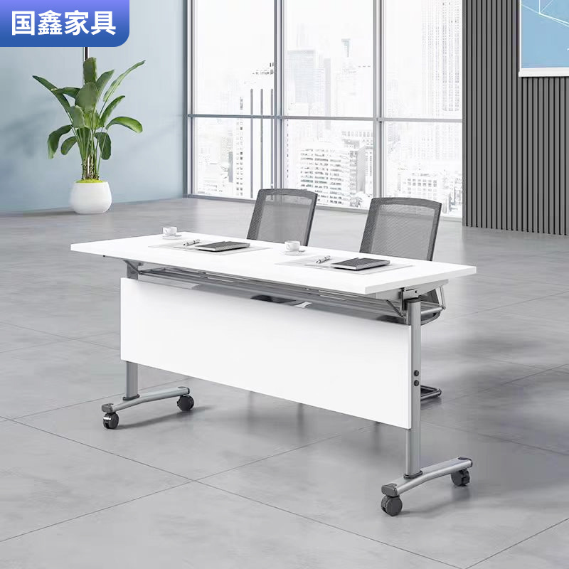 Folding Conference Table, Removable Splicing Long Table, Simple Wheeled Multi-Functional Desk, Training Desk and Chair Combination