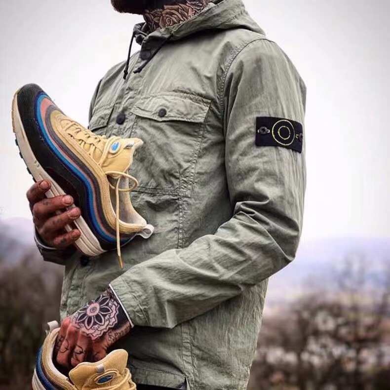 High Version Four Island 24Ss Nylon Metal Material Multi-Pocket Unisex Sleeve Patch Work Jacket Coat