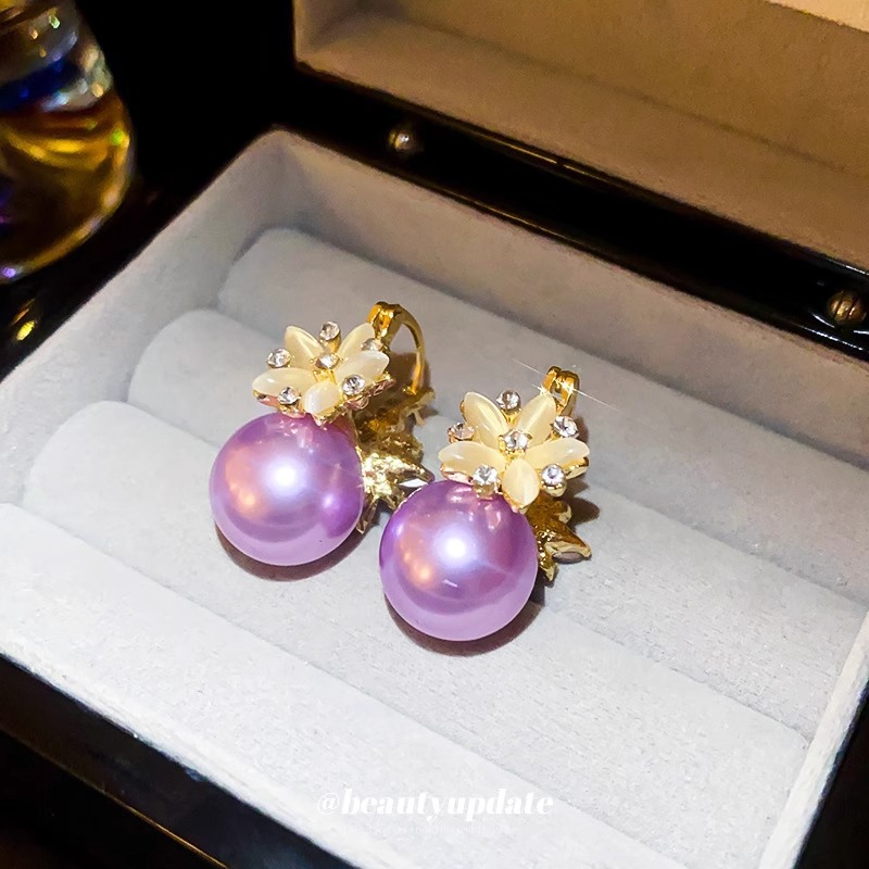 2026 nuevo estilo francés alto sentido de doble cara flores perlas pendientes de lujo ligero estilo versátil temperamento suave auriculares image 8