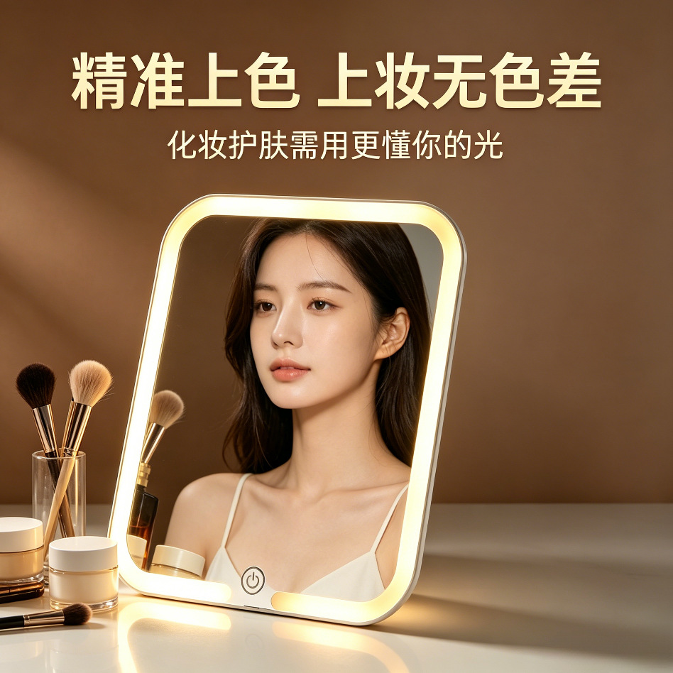 LED con iluminación espejo de pantalla completa bolsa de maquillaje portátil de mujer maquillaje bolsa de mano maquillaje caja de almacenamiento de maquillaje de gran capacidad