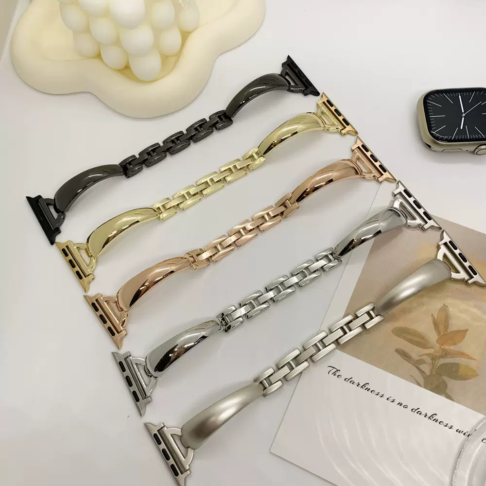 简约手镯式金属s10表带适用于applewatch987苹果手表654SE星光色