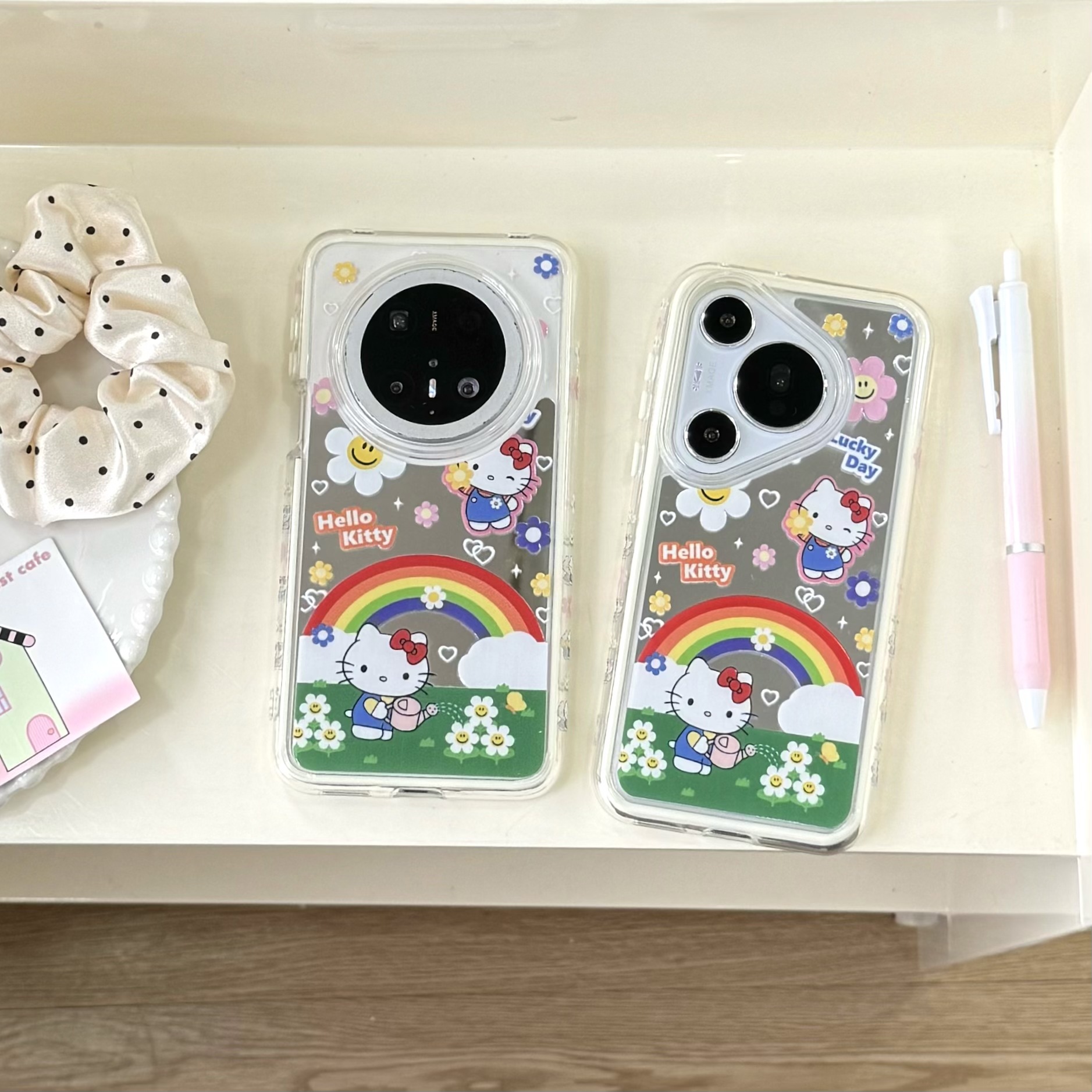 Rainbow Cartoon KT cat para Huawei Pura70Pro funda para teléfono móvil Mate60 espejo 70Pro nuevo P70 hembra 60P