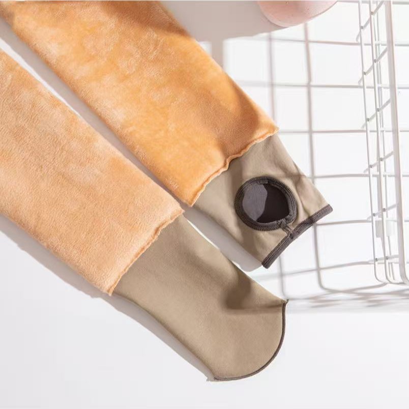 加厚保暖打底裤女大码版高密柔软婴儿绒提臀修身连脚踩脚分层一体