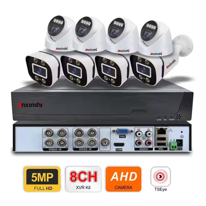 8 vías 2 megapíxeles 5 megapíxeles cámara AHD DVR Kit de visión nocturna a color completo circuito cerrado eléctrico de seguridad doméstica