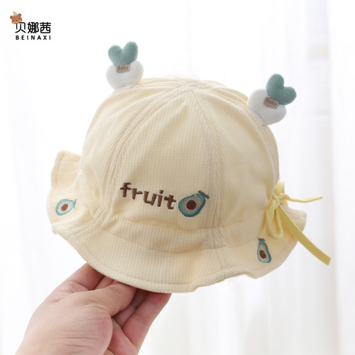 Baby Hat Spring and Autumn Thin Cute Fisherman Hat Baby Hat Newborn Infant Sunshade Sun Protection Bucket Hat