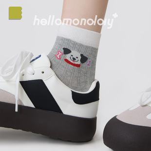 85847 Women's Summer Thin Cute Cartoon Mid-Calf Socks Contrast Color Seamless Sports Style Cotton Solid Color Summer Ankle Socks