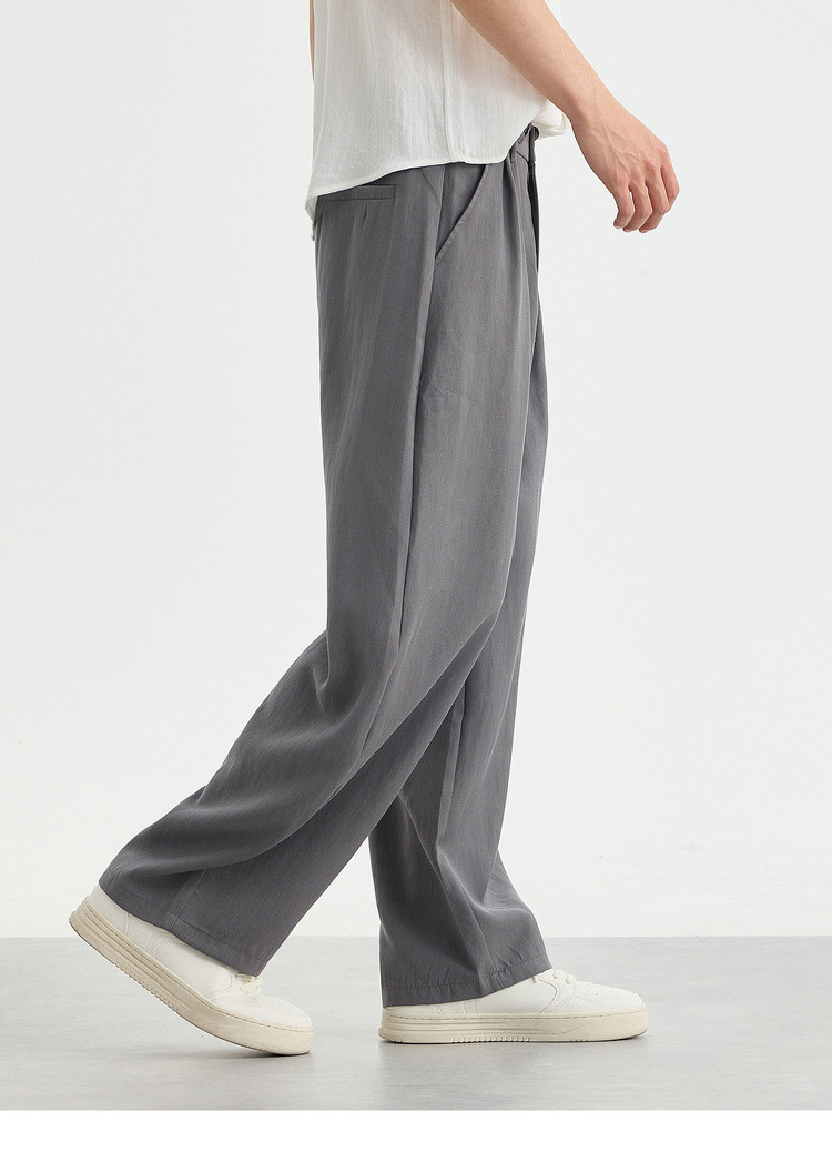 Quần kaki nam công sở dáng rộng ống suông mỏng nhẹ — đen chi tiết 14