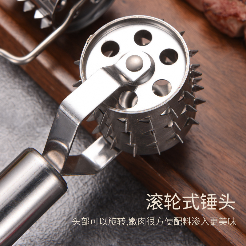 ステンレス鋼の柔らかい肉器の台所のローラーのステーキのカツの松肉器の家庭のアイデアの台所の柔らかい肉の小道具|undefined