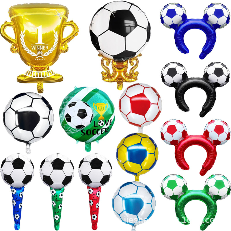 Nuevo trofeo transfronterizo de campeón de fútbol de palá palá globos de aluminio de la Copa del Mundo de partidos globos decorativos