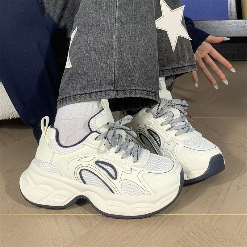 Popular Breathable Sports Shoes for Women 2026 Summer New Versatile Retro Student Casual Shoes Thick-Soled Height-Increasing Dad Shoes