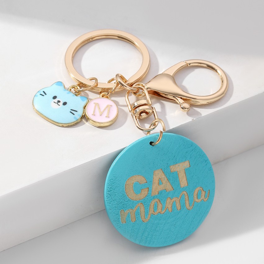 16g Weight Keychain Classification 1 Piece Quantity Casual, Holiday, Daily Occasion Wood Material Mother'S Day Festival Letter, Cat Pattern Unisex Gender Cute Style 1 Piece Letter Cat Keychain Wood Mother'S Day Unisex Cute Keychain 3