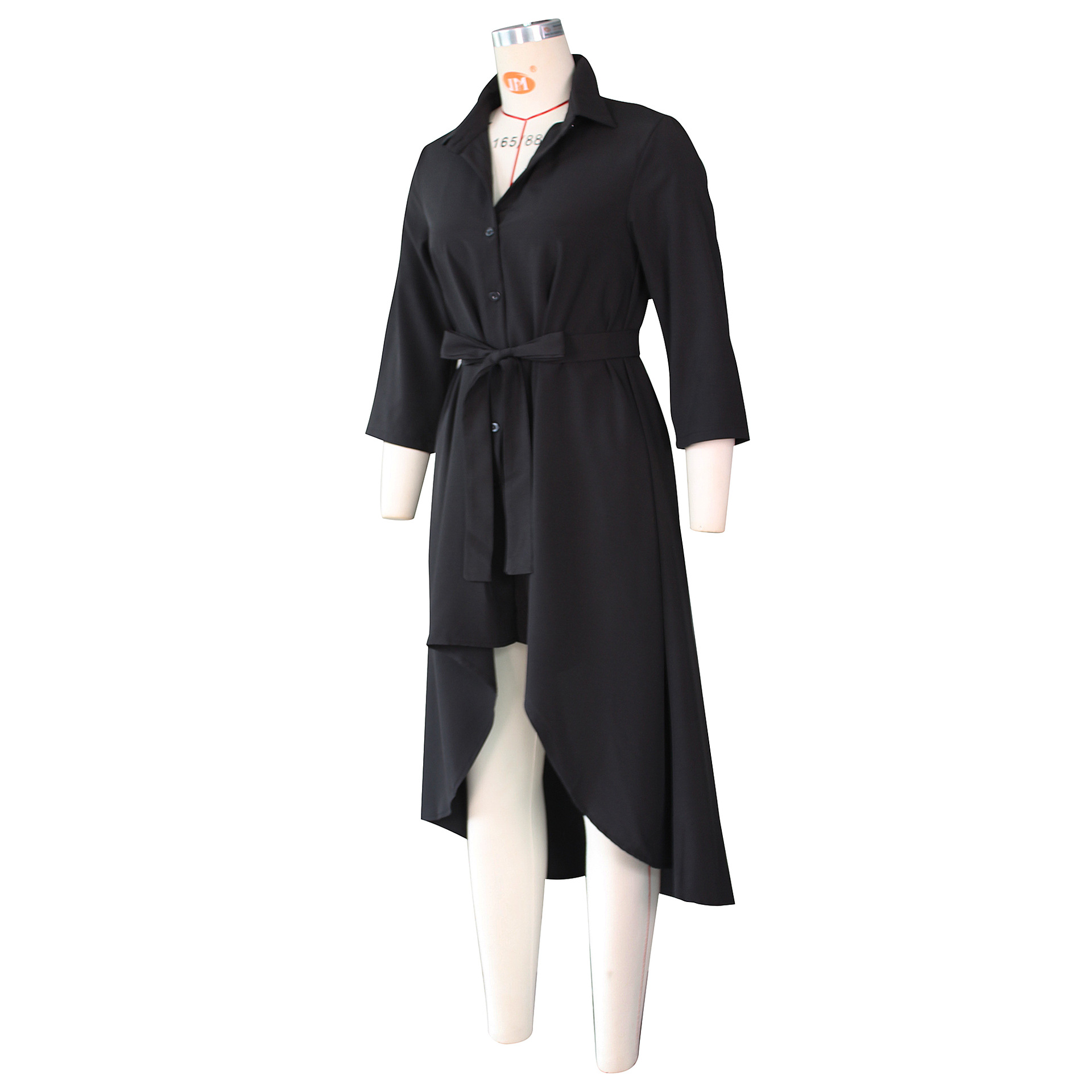 Autumn Winter Irregular Asymmetric Half Sleeve Long Shirt Dress