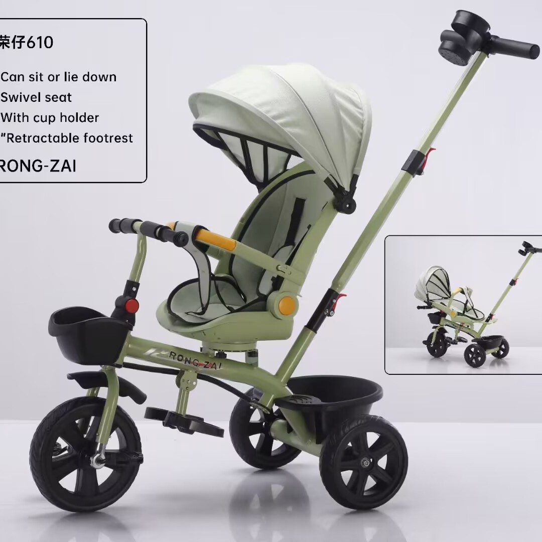 Triciclo 4 en 1 para Niños con Asiento Giratorio de Metal, 1-6 Años, Asiento Reclinable, para Bebés image 5