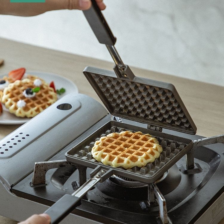 Imported Waffle Maker Non-Stick Waffle Iron with Double-Sided Breakfast Waffle Mold Compatible with Induction Cookers and Gas Stoves Ld