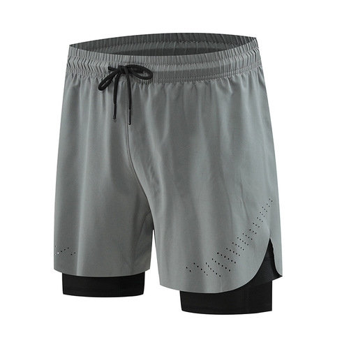 2024 Summer New Men's Running Shorts with False Two-Piece Design, Anti-Violation, Quick-Drying Fitness Tights