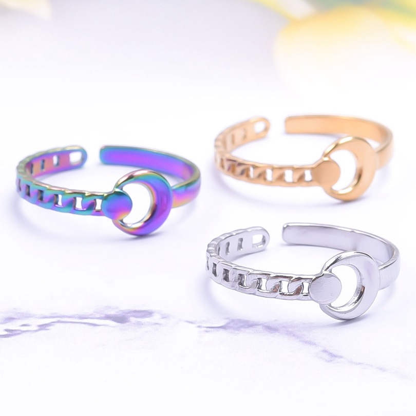 1 Piece Lady Moon Metal Wholesale Open Ring display picture 1