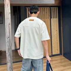 クロスボーダー高バージョン Lujia Tシャツ夏新スタイルフロントとバックオリジナルロゴラミネートラウンドネック紳士服と婦人服メンズ半袖