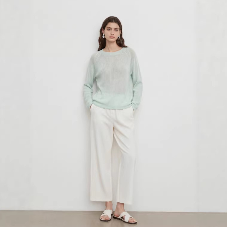 26 Spring/Summer New Style Japanese Imported Washi Yarn Colorful Knitted Round Neck Loose Sunscreen Hollow Out Cover-Up for Women