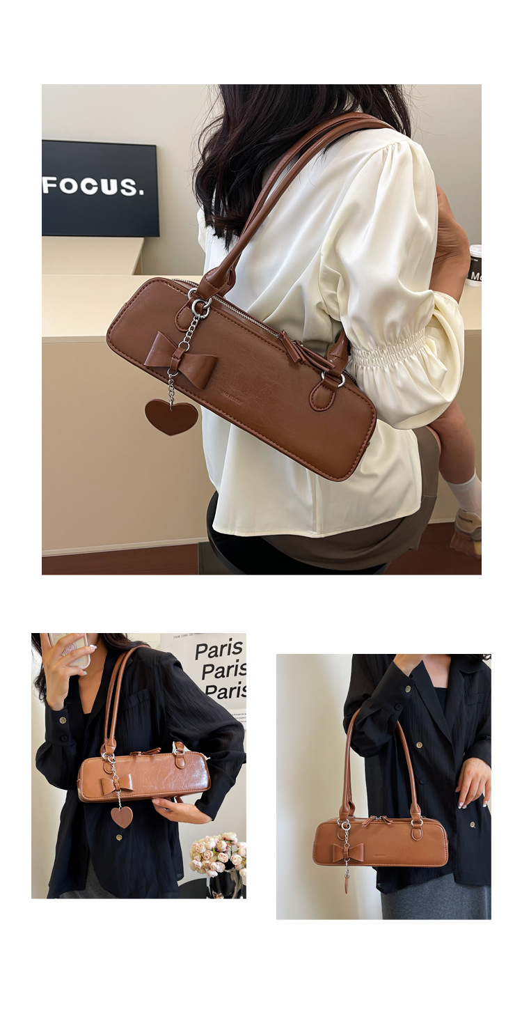 Square Shape Women's Medium Pu Leather Solid Color Bow Knot Streetwear Square Zipper Underarm Bag
