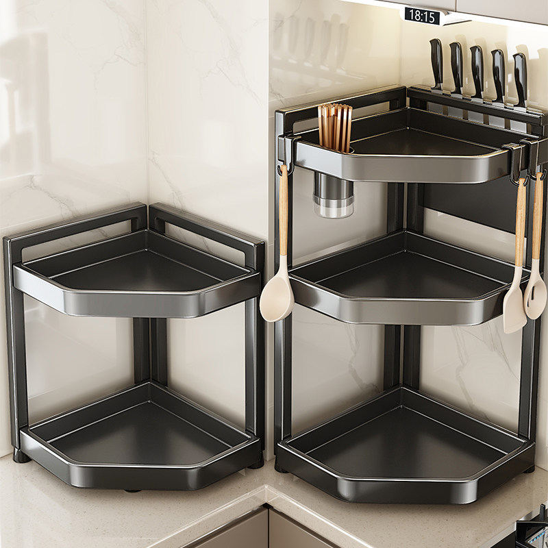 Kitchen Storage Rack Countertop Corner Multifunctional Triangular Spice Rack Wall Corner Seasoning Jar Storage Rack Kitchen Storage Rack Countertop Corner Multifunctional Triangular Spice Rack Wall Corner Seasoning Jar Storage Rack