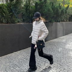 彧言 新国标90绒鹅绒保暖收腰轻薄短款秋冬连帽排骨羽绒服女潮牌