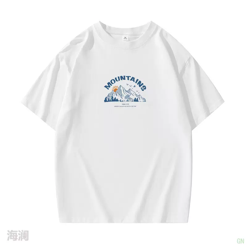 2025短袖T恤男夏季潮流圆领印花体恤衫新疆棉圆领半袖上衣棉T