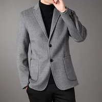 Short woolen demi-season double-sided coat, jacket
