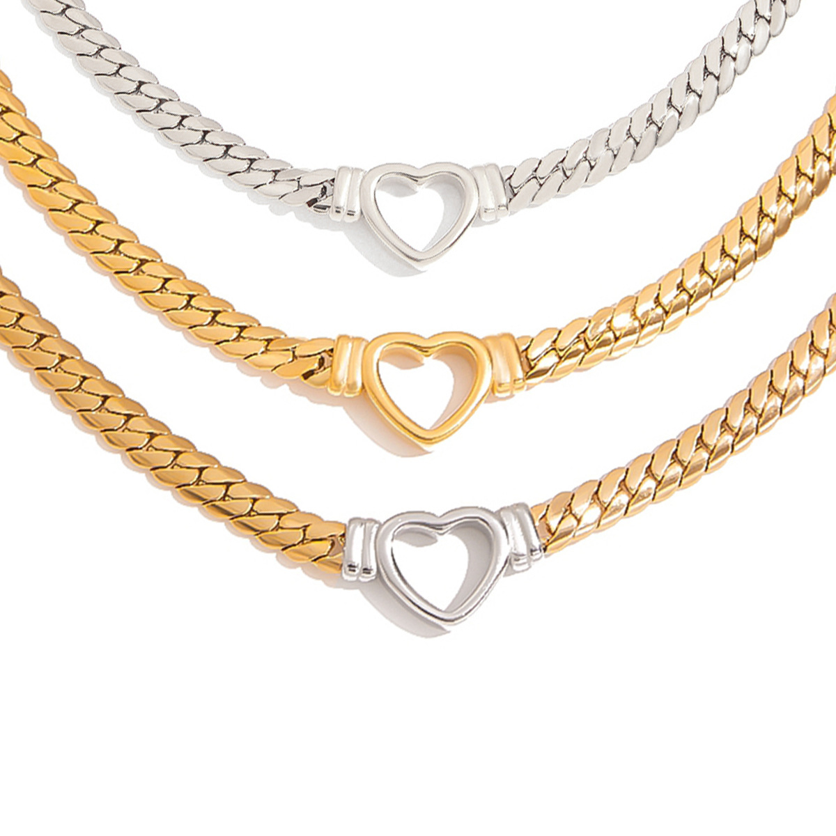 Collar de acero de titanio transfronterizo Jieding, joyería de nicho de lujo ligero, cadena de clavícula de amor de alta gama femenina, collar de acero inoxidable, cuello colgante