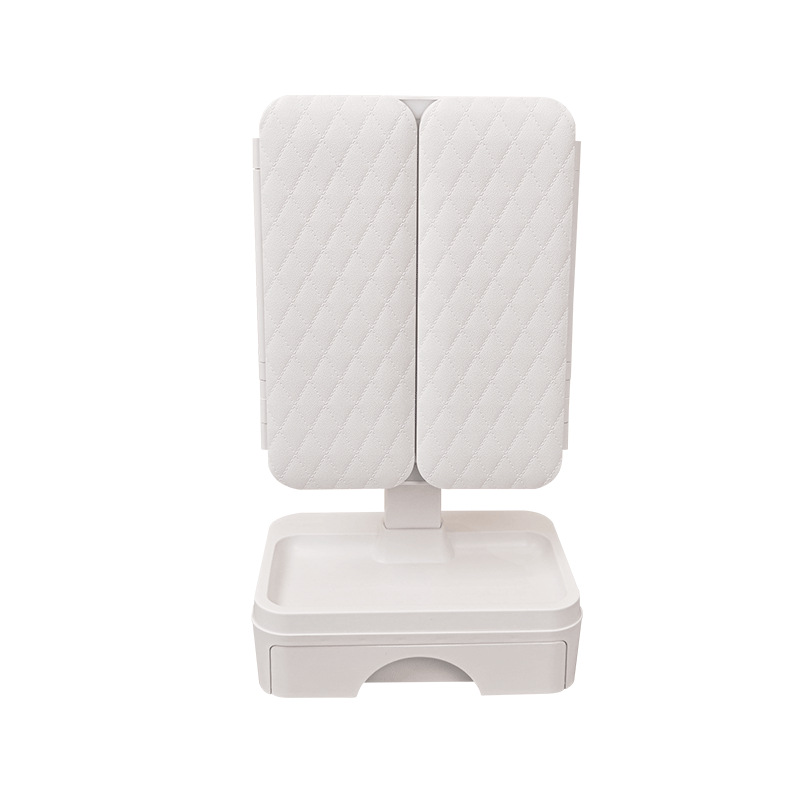 Nuevo espejo de maquillaje LED con forma de concha y luces, espejo de tocador de escritorio para dormitorio de estudiantes, con cajón de almacenamiento, recargable.