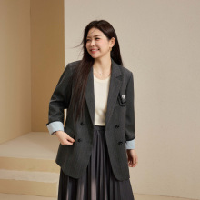 【翻驳领百搭西装】纤莉秀大码女装轻熟知性外套胖mm2025秋装新款