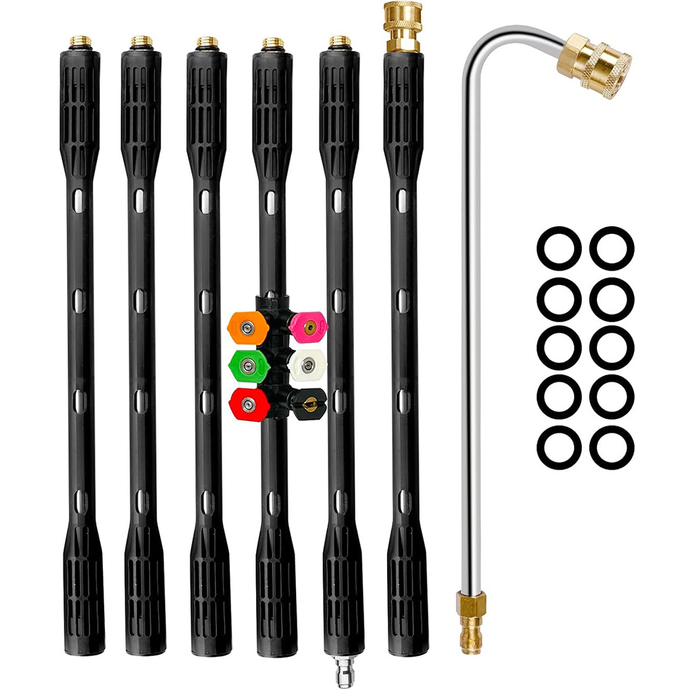 高压清洗机延长棒升级排水槽喷嘴4000PSI水枪头洗车加长杆5喷头