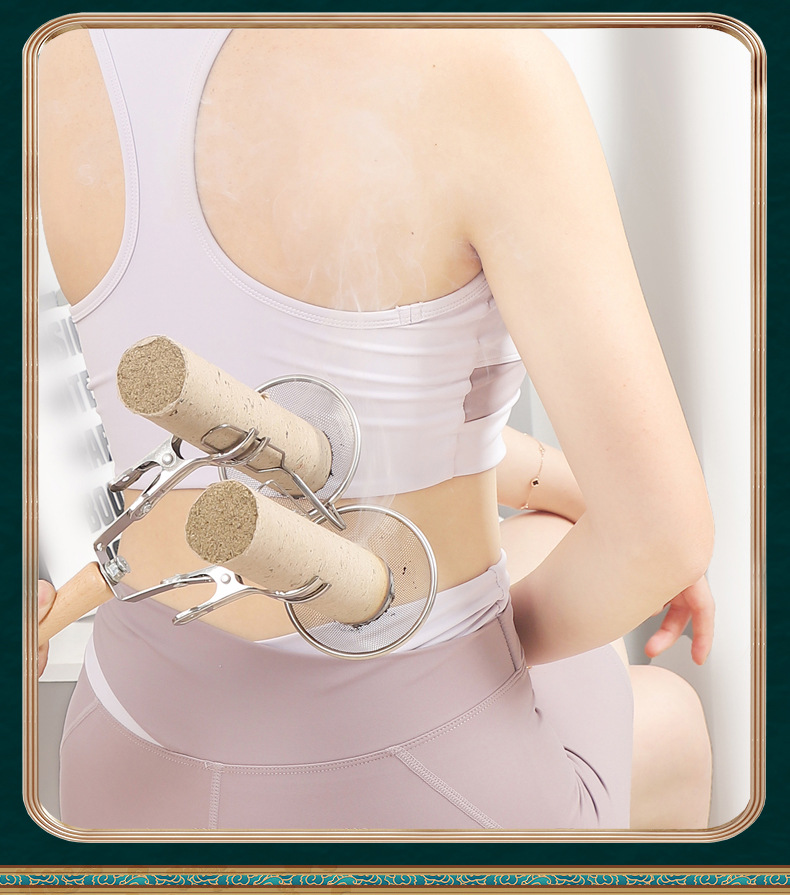 Stainless Steel Moxibustion Holder Handheld Stick Clamp with 4cm Moxa Bar for Home Warming Therapy preparation