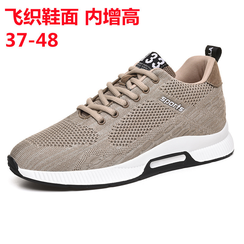 Cross-border flying woven sneaker mesh shoes wear-resistant running sports casual shoes hidden height increased 6cm men's shoes
